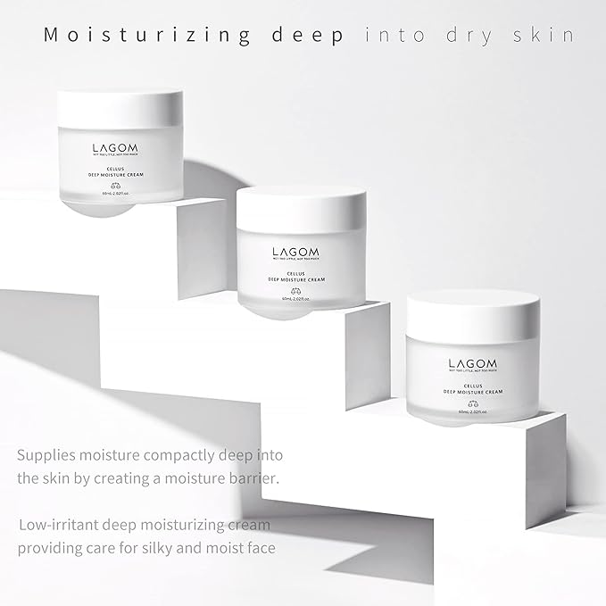 LAGOM Cellus Deep Moisture Cream Natural Moisturizer with Ceramide and D-Panthenol (B5) Smooth, Hydrating, Nourishing Protecting Cream 2.02 Fl Oz