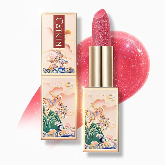 CATKIN Tinted Lip Balm Glitter Lip Stain Ultra Hydrating Lip Moistrurizer Shimmer Glow with Vitamin E Nourishing For Cracked & Dry Lips 0.12 oz C20