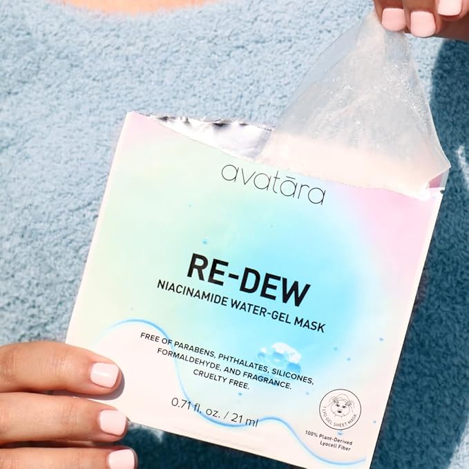 Avatara Dewy Daydream 6-Pack Water-Gel Mask, You C This? Vitamin C Masks, 3 Pack & Re-Dew Niacinamide Water-Gel Masks, 3 Pack | 0.71 fl.oz /21 mg