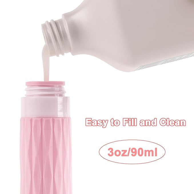 Travel Bottles for Toiletries, Travel Size Toiletries, TSA Approved 3oz Size Toiletry Containers, Leakproof & Refillable Silicone Bottles for Shampoo Conditioner(Purple)