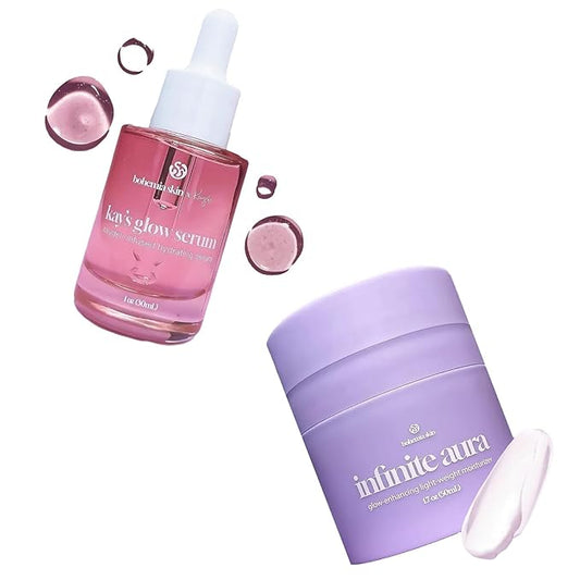 Glow Serum & Infinite Aura Moisturizer Bundle - THD Vitamin C Face Serum + Ceramide & Hyaluronic Barrier Repair Cream with Copper Peptide, 1 fl oz + 1.7 fl oz