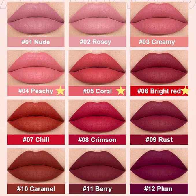 AMY'S DIARY Matte Plum Liquid Lipstick 3Pcs Sets,24-hour Lipstick Dark Deep Maroon Purple Brown Plum Red Lip Stain 24 Smudge Waterproof for Women (B#)