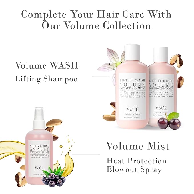 VoCÊ Natural Volume Conditioner for Fine to Medium Hair | Anti-Frizz, Shine Enhancing, Non-Toxic, Cruelty-Free, Vegan with Olive Fruit Oil, Swertia Japonica, Acai Berry, and Coconut (8.5 oz | 250 ml)