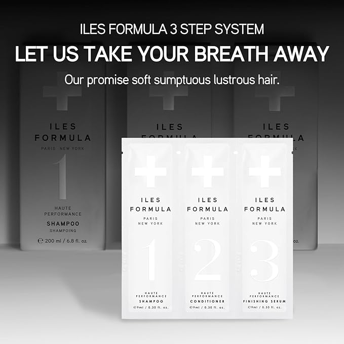 ILES FORMULA Signature Collection Discovery Set – Hydrating Trial Size Shampoo & Conditioner w/Sample Finishing Serum Blow Dry Cream for Dry, Damaged, Frizzy Hair - Salon Grade Hair Care Sampler