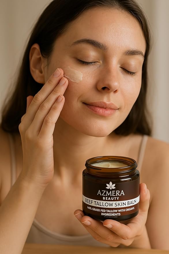Azmera Beauty100% Grass-Fed Beef Tallow Balm, Manuka Honey MGO 263+, Organic Beeswax & Olive Oil, Beef Tallow for skin,Handmade Moisturizer for Dry Skin, Eczema Relief, & Healing Skin(2oz, Lavender)