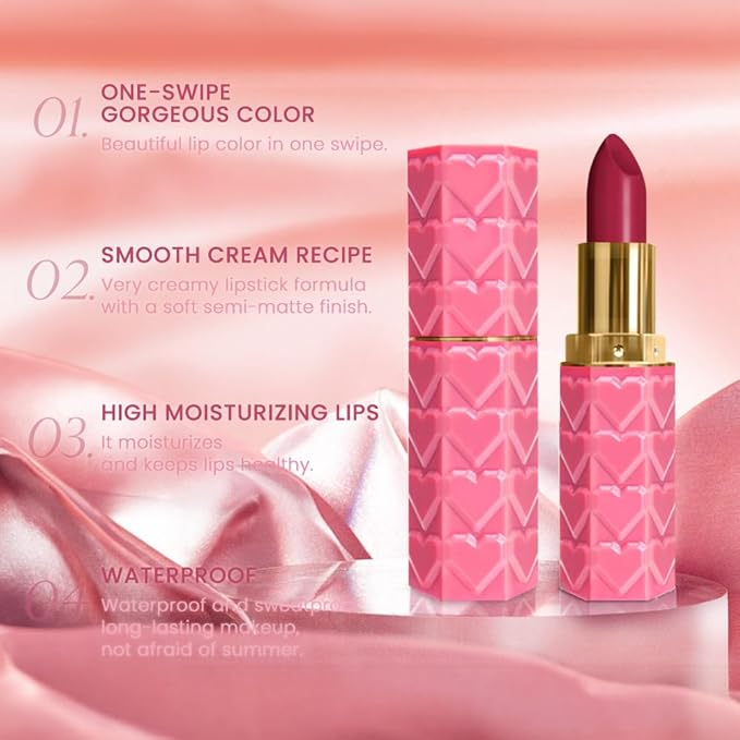 evpct 1Pcs Plum Purple Pink Lipstick, Silky Velvet Matte Lipstick Pack Sets for Women, Long Lasting Smudge Proof Lipstick Lip Stain Makeup Kit matte lipstick 24 hours original P06