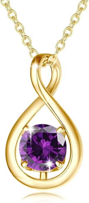 FANCIME Birthstone Necklaces for Women Fine Jewelry Sterling Silver Dainty Infinity Pendant Anniversary Birthday Christmas Gifts for Her Wife Mom Lady Daughter, Chain 16"+2" Extend