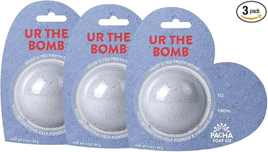 PACHA SOAP Co. Bath Bomb Cards, UR The Bomb, 3-Pack - Scents of Sand & Sea, Nourishing, Moisturizing, Naturally Derived & Handcrafted in The USA