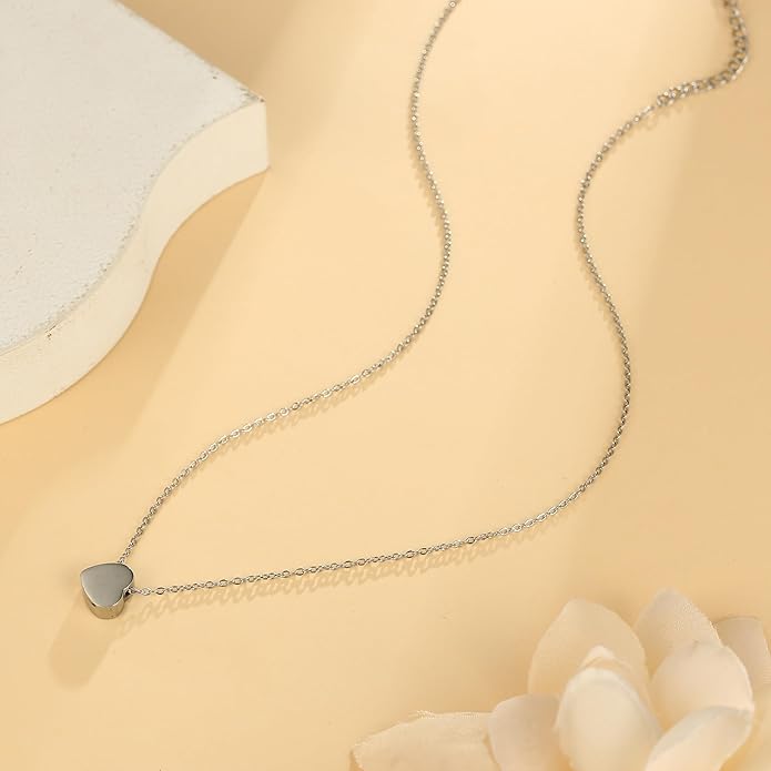 Dainty Gold Heart Necklace for Women - 14K Gold/Silver Plated Cute Heart Handmade Disc Circle Bee Choker Adjustable Necklace for Women Trendy Jewelry