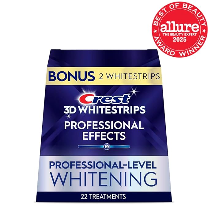 Crest 3D Whitestrips Professional Effects – Teeth Whitening Kit, 22 Treatments (20 + 2 Bonus), Each with 1 Upper/1Lower, 44 Strips – Crest 3DWhite Teeth Whitening Strips