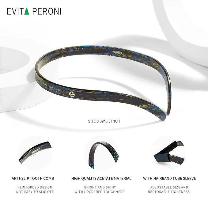 EVITA PERONI Hair Band, Designed for Eyewear, No Pressure, No Headache, Comfortable Headbands for Women, Fashion Thin Headbands Non Slip, Dark Blue, 1 Count