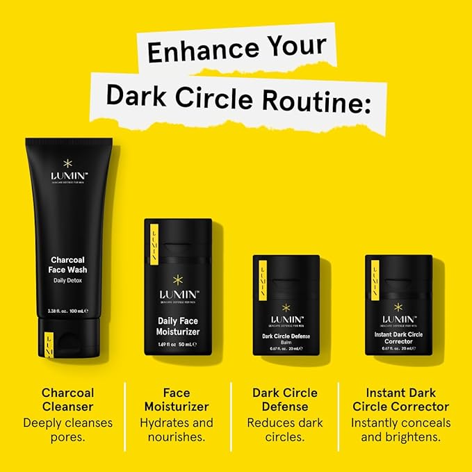 Lumin Men’s Dark Circle Defense Balm – Hydrating Eye Cream with Caffeine & Niacinamide, Korean Skincare for Men, Reduces the Look of Puffiness, Fine Lines & Dark Circles, Daily & Night Use, 20ml