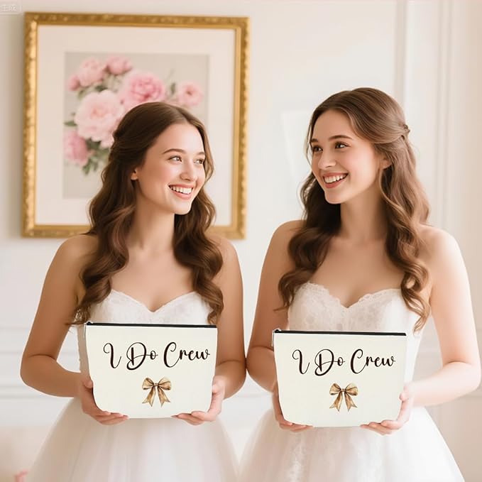 Luxury Wedding Emergency Kit: I Do Crew Makeup Bag with Waterproof Compartments, Bridesmaid Rescue Pouch for Makeup & Dress Repair