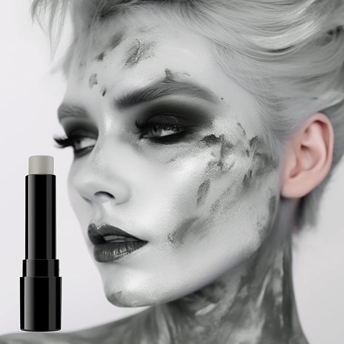 BADCOLOR Grey Face Body Paint Stick, Cream Gray Eye Black Full Body Paint Sticks, Professional Face Paint for Halloween SFX Makeup Cosplay Joker Zombie Vampire Costume Parties
