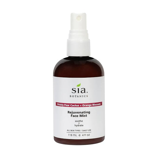 Sia Botanics Rejuvenating Face Toner Mist (118ml/4oz Bottle) | Facial Treatment w/Prickly Pear, Aloe Vera, Orange Blossom | Natural, Clean, Botanical Skincare for Women
