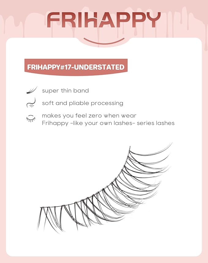 Lashes Eyelashes Natural Look, False Wispy Look 5 Pairs Soft Faux Mink 3D 6D Volume Fluffy Frihappy Fake #17-Understated