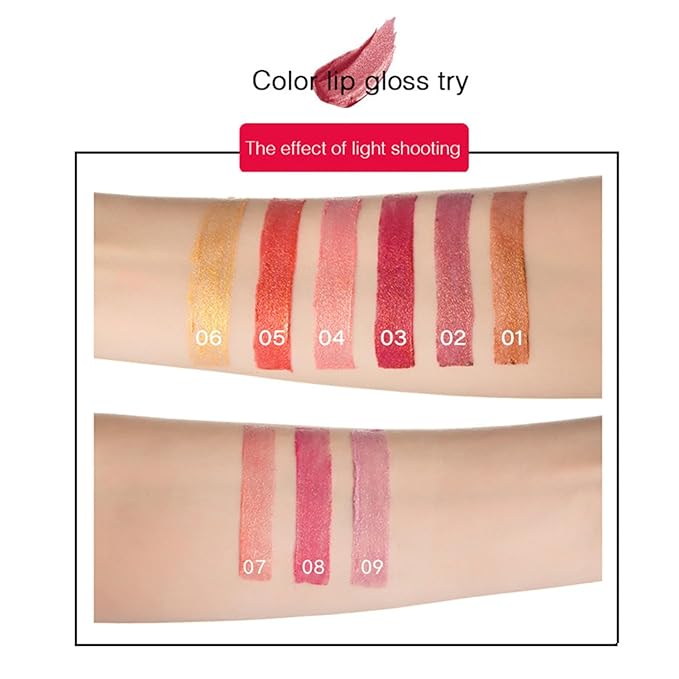 3Pcs Metallic Glitter Lipstick Set, Orange Rose Purple Pink Glitter Pearl Mermaid Shimmer Lipstick Sets for Women Waterproof Long Lasting 24 Hours Lip Stick Makeup Christmas Gift Sets-07#08#09#