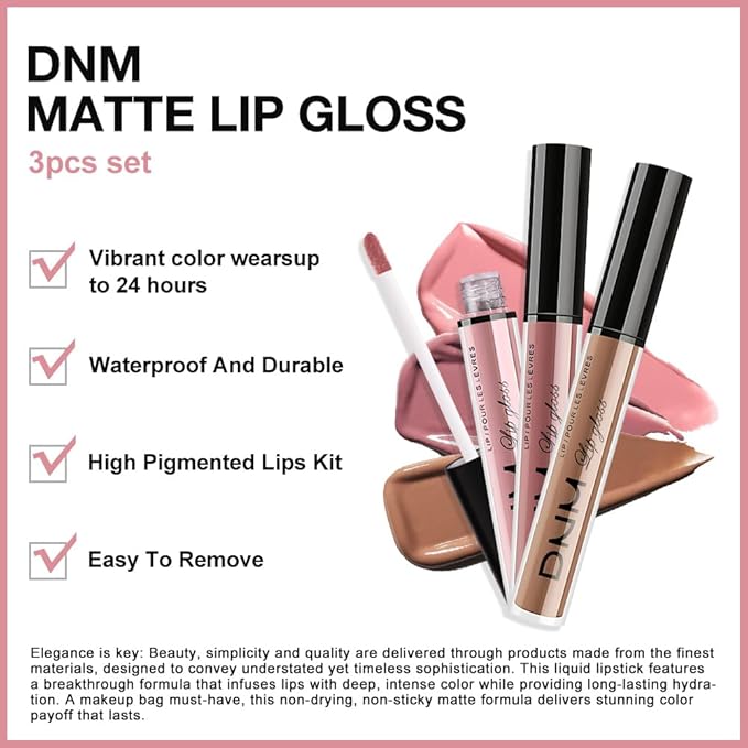 evpct 3Pcs Light Neutral Nude Matte Liquid Lipstick Lip Stain Sets for Women, Matte Lipstick Long Lasting Waterproof Permanent 24 Hours original, Magic Lip Sticks Pack for Halloween Daily Makeup