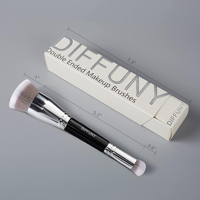 Large Makeup Brushes Double Ended Foundation Brush & Concealer Brush, Flat Top Kabuki Foundation Brush for Liquid, Cream, Blending, Buffing, Concealer, Dual Sided Make Up Brushes