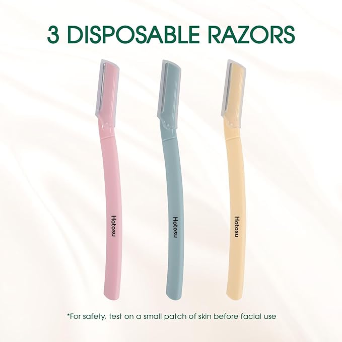 Facial Razor and Eyebrow Razor for Women – Dermaplane Razor, Face Dermaplaning Tool, Eyebrow Shaper for Women, Ideal Disposable Face Razors for Peach Fuzz - 3pcs