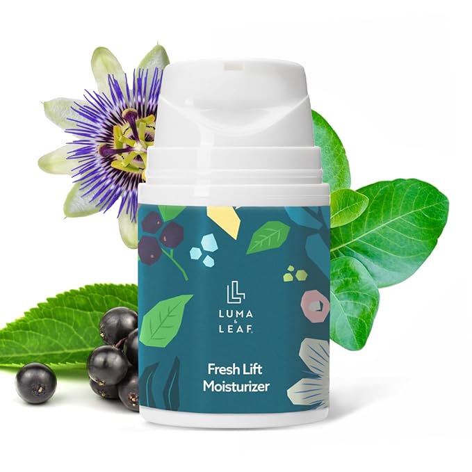 LUMA & LEAF Fresh Lift Peptide Moisturizer | Daily Anti-Aging Face Cream with Hyaluronic Acid & Hibiscus for Firming & Glow | Lightweight Facial Moisturizer for Fine Lines & Wrinkles | 1.7 fl oz