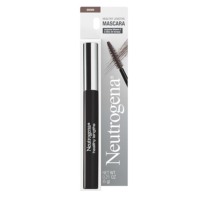 Neutrogena Healthy Lengths Mascara for Stronger, Longer Lashes, Clump-, Smudge- and Flake-Free Mascara with Olive Oil, Vitamin E and Rice Protein, Black/Brown 03,.21 oz