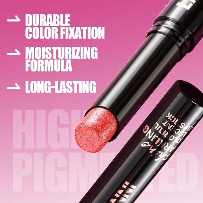 Jolilab 4Pcs Sparkling Lipstick Lip Gloss Long Lasting Waterproof Moisturizer Lip Balm Glitter Shimmer Metallic Lipstick, Diamond Shiny Bold Glow Goth Lipstick for Women Girls,Non-sticky(01+02+07+08