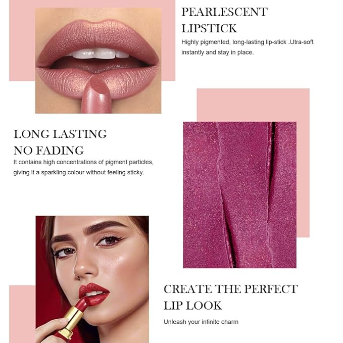 3Pcs Metallic Lipstick for Women,Lightweight Shimmer Frosted Lipstick,Glitter Lip Gloss Stain Long Lasting Waterproof Smudge Proof 24 Hour Full Coverage Lip Makeup,Vegan（10,11,12)