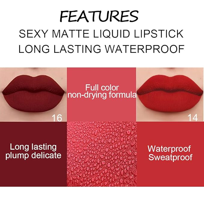 evpct 9Pcs Deep Red Black Matte Liquid Lipsticks + 1Pcs Clear Lip Plumping Plumper Gloss Makeup Set Long Lasting Lipstick 24 hour Waterproof labiales matte mate larga duracion 24 horas originales