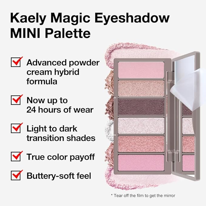 Kaely 6 Color Mini Pink Eyeshadow Palette Makeup, Highly Pigmented Eye Shadow Palette Waterproof, Natural Glitter Shimmer Eye Shadow Palette, paleta de sombras de ojos, Vegan & Cruelty-free, 08