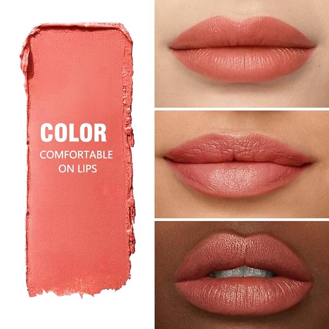 Coral Pink Matte Lipstick Crayon for Women, 24 Hour Lipstick Lip Liner Pencil Long Lasting Waterproof Smudge Proof, Vegan & Cruelty-Free, Neutral lip liner marker Easy Application Full Coverage B02#