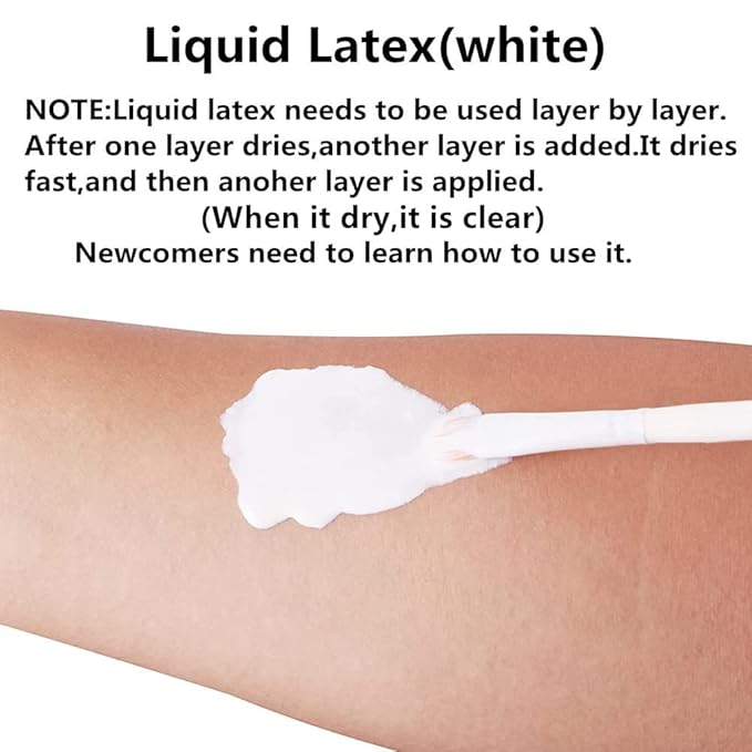 Go Ho Liquid Latex SFX Makeup(1 oz),Halloween Monster Zombie Makeup,Quick Drying Multi-Purpose Liquid White Face Paint for Scar Cut Wound Peeling Skin Wrinkles Stipples Burns Blisters,Clear White