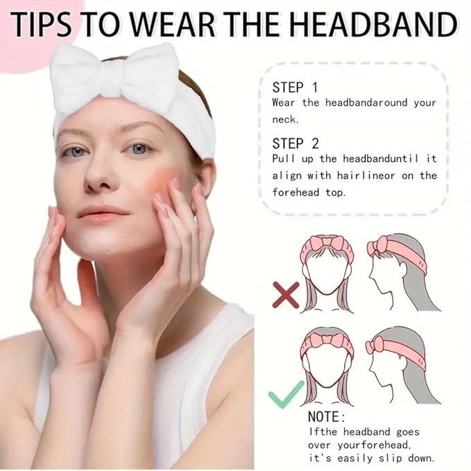 Spa Headband,Makeup Headband Set,For Face Washing Skin Care Accessories,Girls Headbands and Wristbands for Washing Face Head and Wrist Band Set