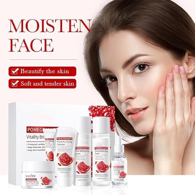 SKK Skin Care Set, 6 Piece Skin Care Set,Skin Care Gift Set for Women, Facial Care Set Includes Cleanser, Eye Cream, Facial Essence, Moisturizing Lotion, Face Cream, Toner. (pomegranate)