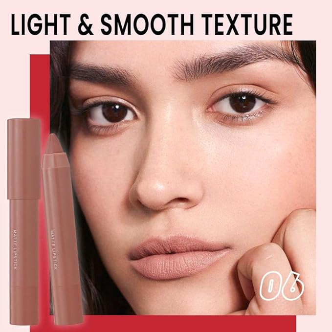 BINGBRUSH Crayon Matte Longwear Lipstick Pack Set,Moisture Smooth Color Stick Ultimate Lip Crayon for Makeup Collection - Waterproof Velvet Lipgloss (3pcs 02#&04#&06#, 3 Count (Pack of 1))