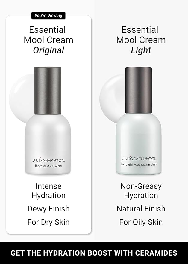 JUNG SAEM MOOL Essential Mool Cream 1 Fl Oz, Lightweight Watery Face Cream with Ceramide and Panthenol for Deep Hydration and Radiant Skin, Skin Barrier Support, Korean Foundation Makeup Prep