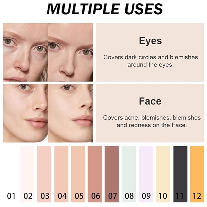 Kaely Pot Concealer Full Coverage, Under Eye Brightener Color Correcting Concealer for Dark Circles, Waterproof Foundation Face Makeup, Eye Ring Corrector de ojeras, 12 Orange