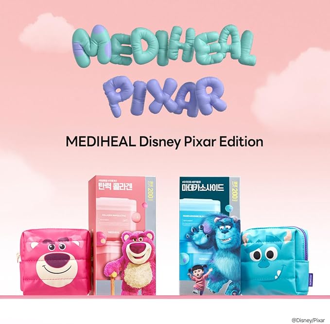 MEDIHEAL Teatree Trouble Toner Pads [Disney Pixar Edition] - Lactobacillus Sensitive Acne Prone Skin - Vegan Face Gauze, Full Size 100 + Refill 100 (200 Pads)
