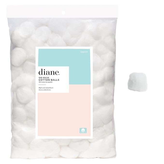 Diane 100% Pure Cotton Balls for Face, Makeup Removal, Nail Polish, Applying Lotion or Powder, First-Aid for Everyday Household Use, 100 Count