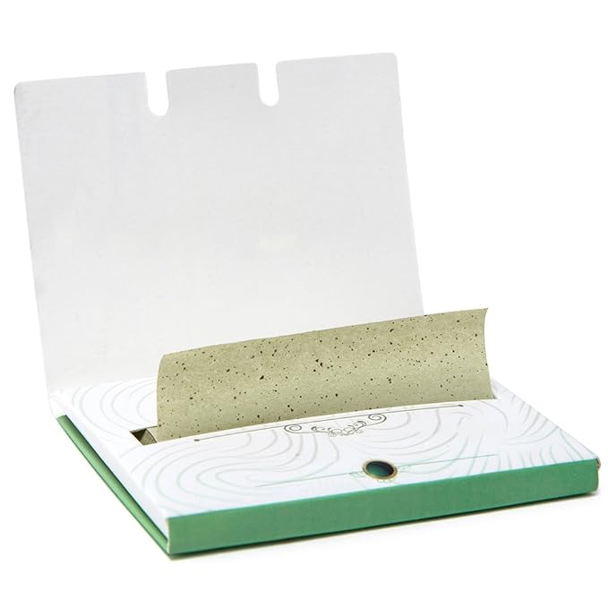 Natural Green Tea Oil Absorbing Tissues - 200 Counts in 2 Pack, Premium Face Oil Blotting Paper - Take 1 Piece Each Time Design - Large 10CM Oil Absorbing Sheets, No Waste and Easy to Carry in Pocket!