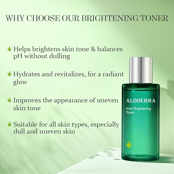 Aloderma Aloe Brightening Face Toner Made with Organic Aloe Vera Juice - Naturally formulated with Hyaluronic Acid & Niacinamide to Refine Skin Tone and Brighten Skin, Alcohol-Free, 4.2oz