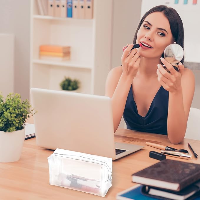 6 Pieces Mesh Makeup Bags Mesh Cosmetic Bag Portable Travel Organizing Zipper Pouch Toiletries Makeup Pouches for Home Office Travel Accessories