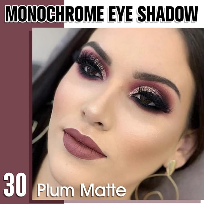 Single Matte Eye Shadow Palette Makeup, Plum Matte Eyeshadow for Women, Monochrome Eye Shadow Makeup, Pigmented Waterproof Sombras Para Ojos, Vegan, Talc, Paraben & Cruelty Free, 30
