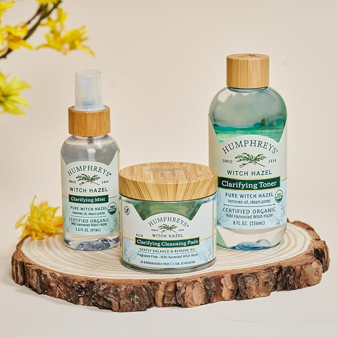Humphreys Witch Hazel Clarifying Cleansing Pads | Wild Harvested Witch Hazel | Natural, Fragrance-Free Formula | Removes Oil & Impurities | 60 Rounds