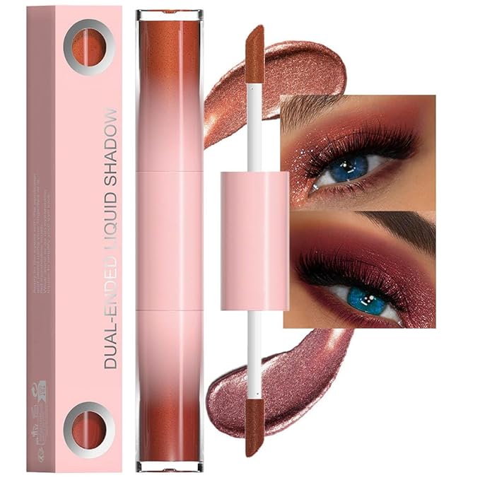 evpct Dual-Ended Shimmer to Glitter Liquid Eyeshadow, Shimmer and Glitter eyeshadow makeup in one stick, Easy Style Formula, Waterproof & Long Lasting Eye Shadow, Matte 02#