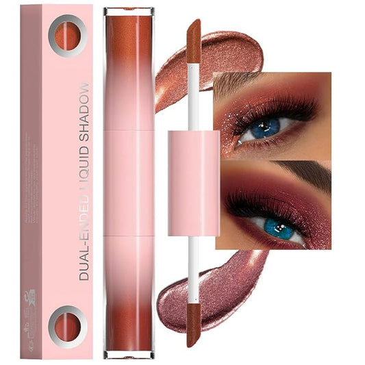 evpct Dual-Ended Shimmer to Glitter Liquid Eyeshadow, Shimmer and Glitter eyeshadow makeup in one stick, Easy Style Formula, Waterproof & Long Lasting Eye Shadow, Matte 02#