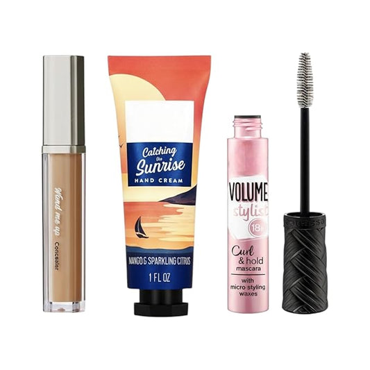 Curl & Hold Mascara (Black) + Hydrating Concealer (Honey) – Makeup Bundle with Bonus Moisturizing Hand Cream (Mango & Citrus, 1 fl oz) – Vegan & Cruelty-Free