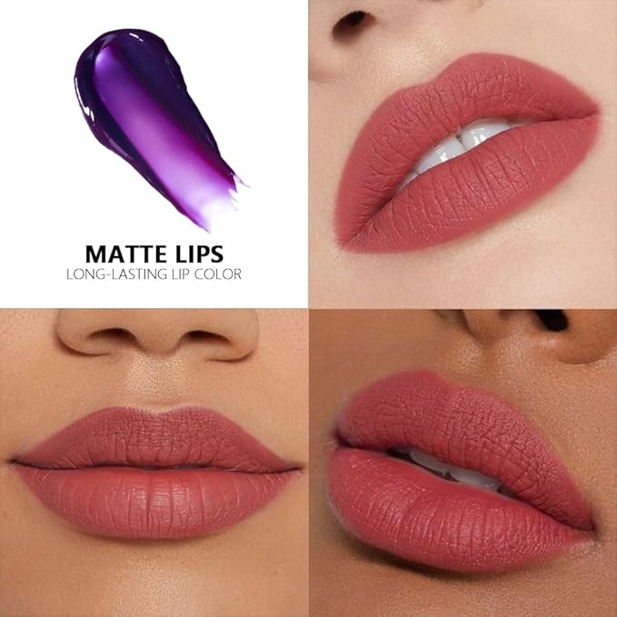 Matte Liquid Lip Stain Peel Off Lip liner Tattoo with Tweezer, Brownsih Red Liquid Lipstick Lipstain Long Lasting Waterproof for Women, Highly Pigmented Not Faded Smudge-proof Easy to Apply, 05