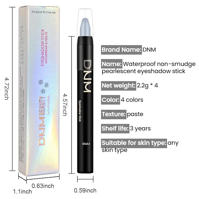 evpct 4Pcs Cream Blue Eyeshadow Stick Pencil Set for Eyes Waterproof Sky Blue Dazzling Blue Greenish Cyan Royal Blue Shimmer Metallic Holographic Eyeshadow Crayon Stick Bulk
