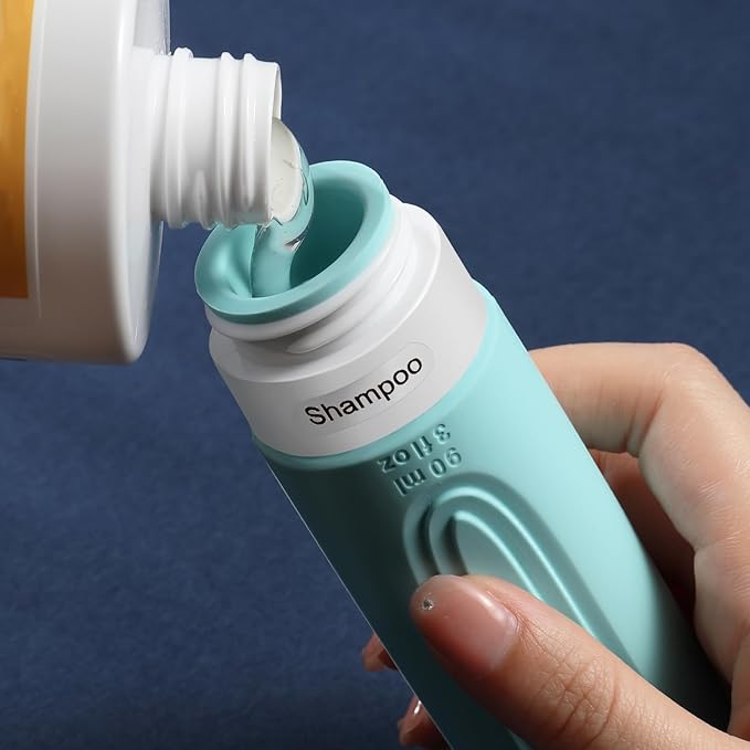 Travel Bottles for Toiletries, 5 Pack TSA Approved Travel Size Containers, 3oz Leak Proof Refillable Travel Accessories for Shampoo Conditioner, BPA Free Travel Bottles with Toiletry Bag